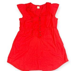 EDMÉ & ESYLLTE for ANTHROPOLOGIE Women’s Red Ruffle Button-Front Sleeveless Tuni